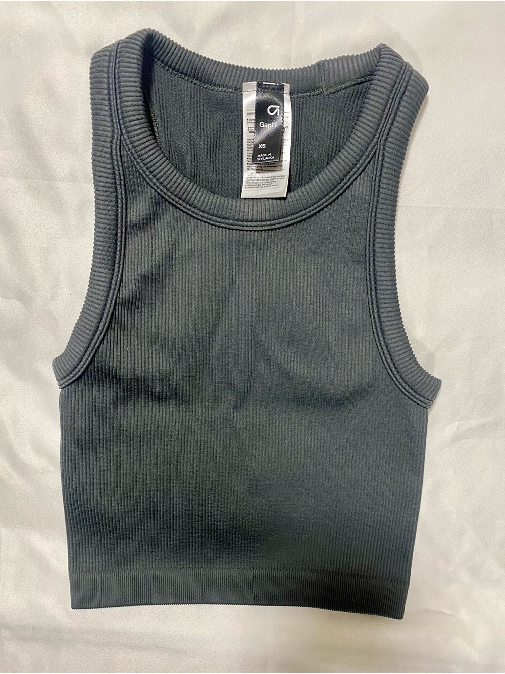 GAP Women's Ribbed Crop Tank in Charcoal Gray